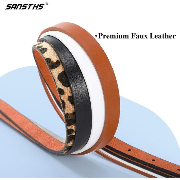 4 Pack Women Thin Belts for Jeans Dresses Coats Skinny Women Belt with Gold Allo - Picture 4 of 6